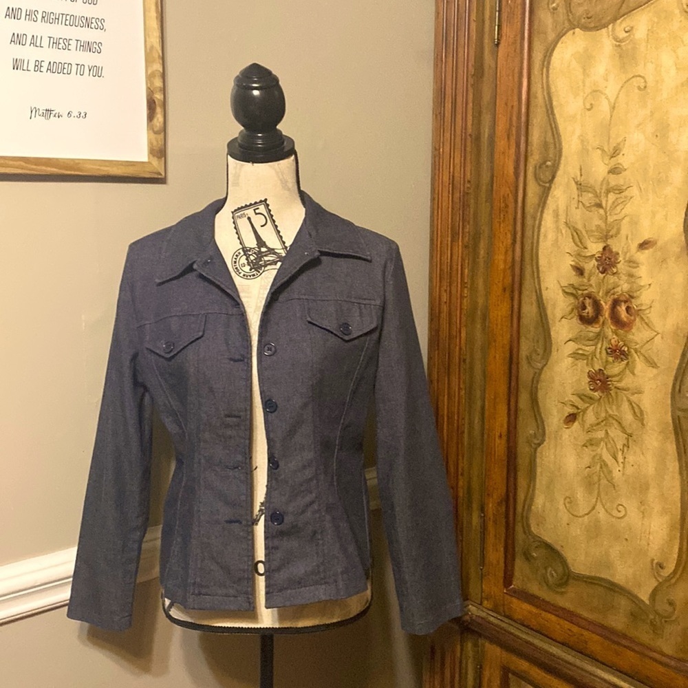 Vintage Jennyfer Women’s Size 10 Charcoal Grey Button Down Shirt Long Sleeve Top